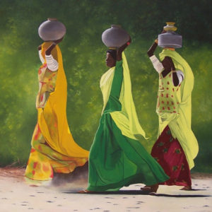 Tableau peinture huile - Femmes indiennes