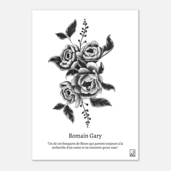 Romain Gary Citation Fleurs- Poster premium en papier mat