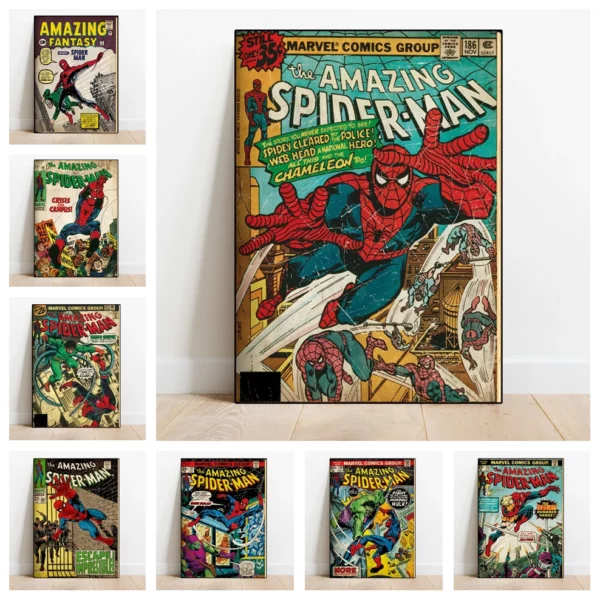 Affiche Spiderman Vintage - Poster toile coton