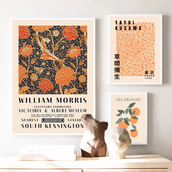 Affiche William Morris Tons orange - Poster toile coton